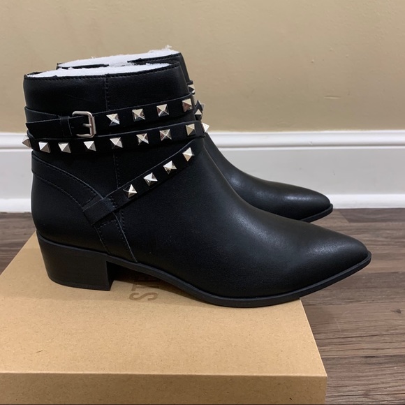 Steve Madden Black Besto Studded Ankle Booties Boots Size 9.5 - Picture 9 of 13